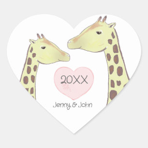 Adesivo Coração Noivado/ Casamento de Casal Giraffe