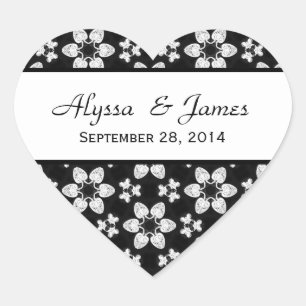 Adesivo Coração Noivo preto e branco moderno ST003 da noiva do