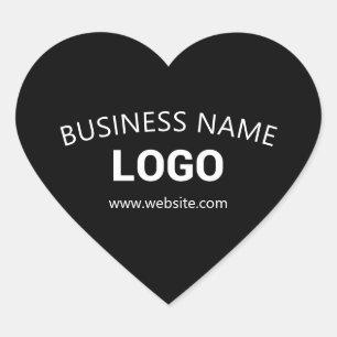 Adesivo Coração Nome Comercial Editável, Site & Logotipo Carregado