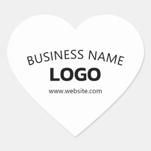 Adesivo Coração Nome Comercial Editável, Site & Logotipo Carregado