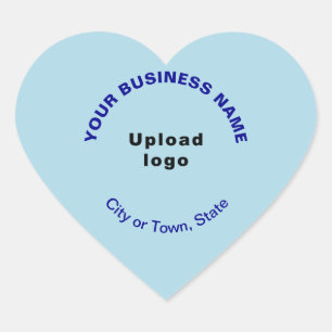 Adesivo Coração Nome comercial, logotipo, cidade e estado em azul