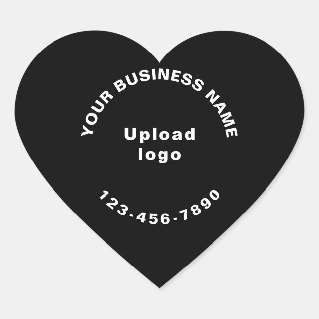 Adesivo Coração Nome comercial, logotipo e número de telefone em p (Frente)