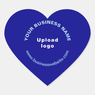 Adesivo Coração Nome comercial, logotipo e site em azul
