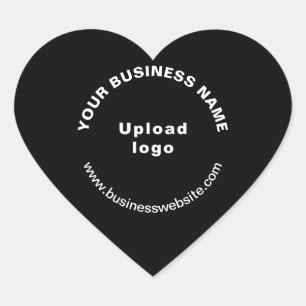 Adesivo Coração Nome comercial, logotipo e site em preto