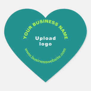 Adesivo Coração Nome da empresa, logotipo e site na web em verde