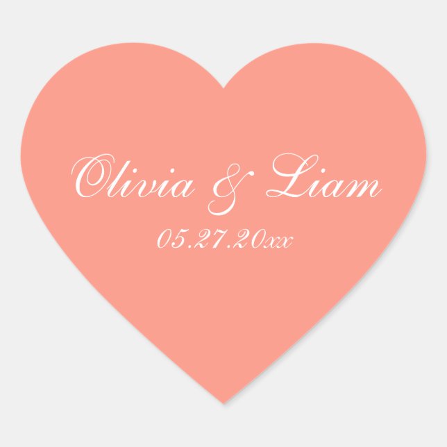 Adesivo Coração Nome do Peach Melon Data Casamento Legante (Frente)