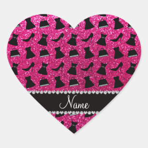 Adesivo Coração Nome neon hot rosa brilha alto salto malas de roup