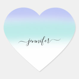 Adesivo Coração Nome Obrigado para pequenas empresas Dusty Blue Pu