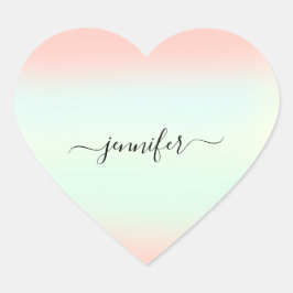 Adesivo Coração Nome Pequenas Empresas Obrigado Mint Green Rosa Pa