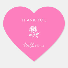 Adesivo Coração Nome Personalizado De Cor-De-Rosa E Rosa Moderno E