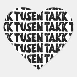 Adesivo Coração Norueguês "Obrigado", Preto e Branco Lino Cortado