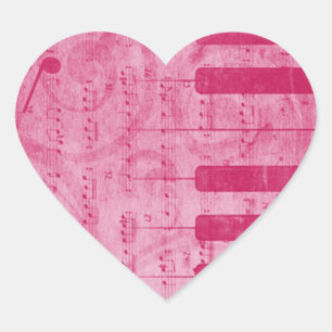 Adesivo Coração Notas antigas legal da música do piano do efeito