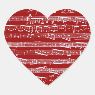 Adesivo Coração Notas de música vermelha