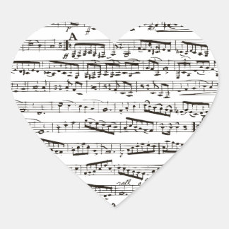 Adesivo Coração Notas musicais em preto e branco