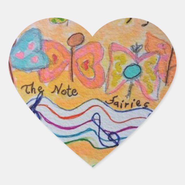 Adesivo Coração note fadas (Frente)
