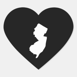 Adesivo Coração Nova Jersey em branco e preto