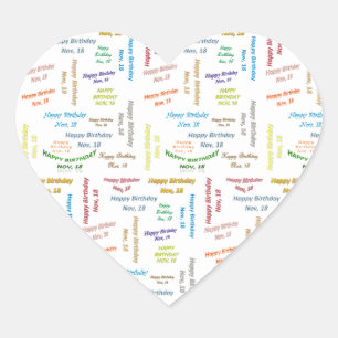 Adesivo Coração Novembro, 18 Birthday Sticker