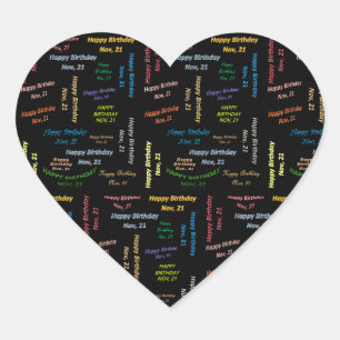 Adesivo Coração Novembro, 21 Birthday Sticker