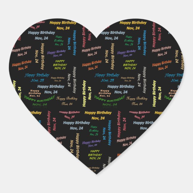 Adesivo Coração Novembro, 24 Birthday Sticker (Frente)