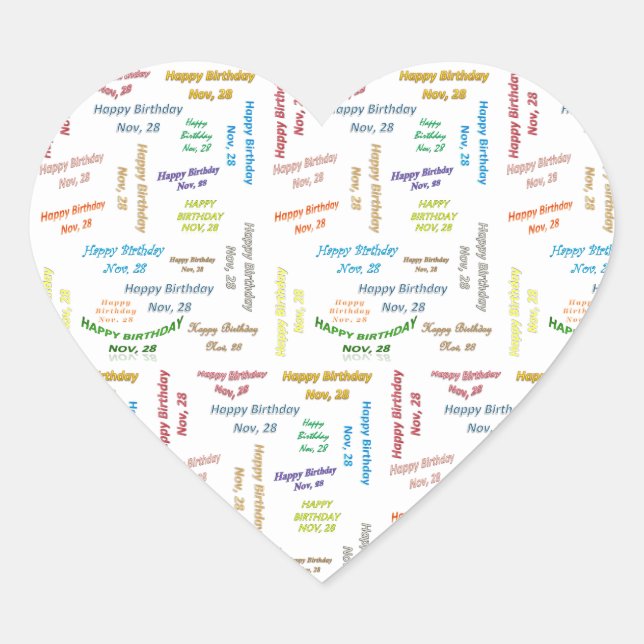 Adesivo Coração Novembro, 28 Birthday Sticker (Frente)
