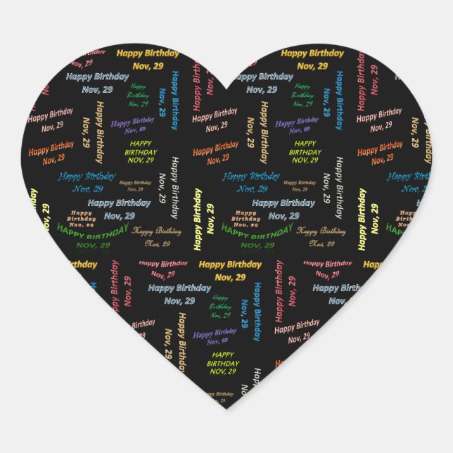 Adesivo Coração Novembro, 29 Birthday Sticker (Frente)