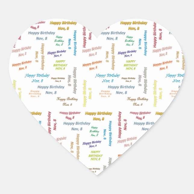 Adesivo Coração Novembro, 8 Aniversário (Frente)