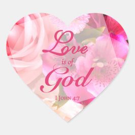 Adesivo Coração O amor é de Deus Fuchsia Florais
