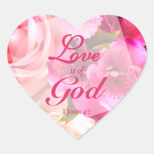 Adesivo Coração O amor é de Deus Fuchsia Florais