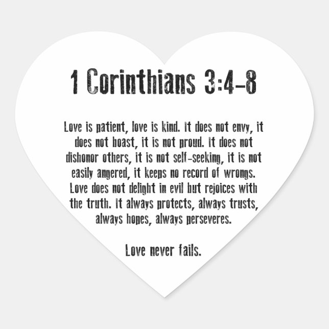 Adesivo Coração O amor é paciente (Frente)