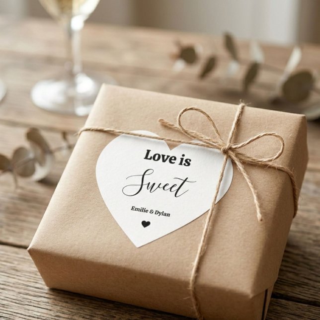 Adesivo Coração O amor é um doce favor de casamento (Criador carregado)