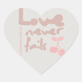 Adesivo Coração O Amor Nunca Falha Em Sticker/Presente/Casamento/F
