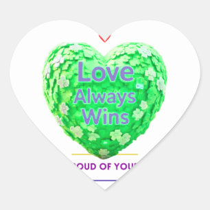 Adesivo Coração O Amor Sempre Vence – Motivação Coração Verde Insp