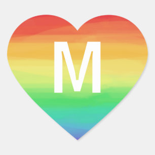 Adesivo Coração O arco-íris afaga o monograma