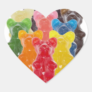 Adesivo Coração o arco-íris colore o urso gomoso do amante dos