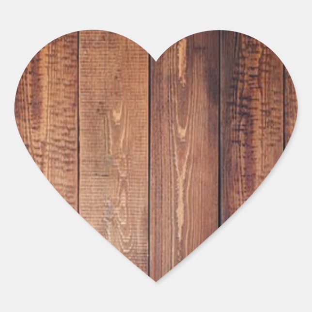 Adesivo Coração O aspecto da madeira real (Frente)
