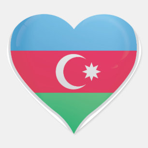 Adesivo Coração O Azerbaijão ama o cartaz do orgulho da bandeira