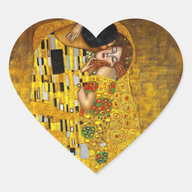 Adesivo Coração O Beijo Por Gustave Klimt (Frente)