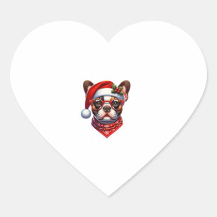 Adesivo Coração O Buldogue Francês Santa Hat Frenchie Ugly C