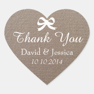 Adesivo Coração O coração deu forma ao obrigado do casamento do
