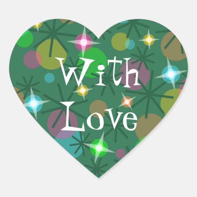 Adesivo Coração O coração do autocolante das luzes de Natal (Frente)