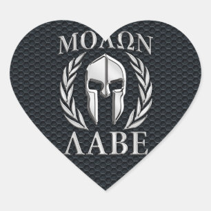 Adesivo Coração O cromo de Molon Labe gosta do capacete espartano