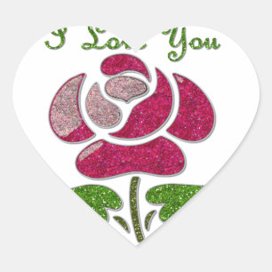 Adesivo Coração O estêncil cor-de-rosa aumentou eu te amo