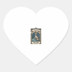 Adesivo Coração O Gato Estrela Carta de Tarot Gato Arcanos Maiores