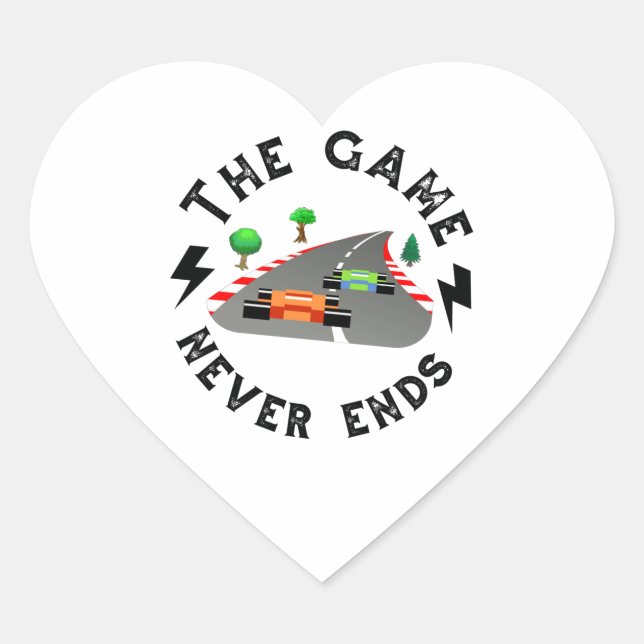 Adesivo Coração O jogo nunca acaba (Frente)