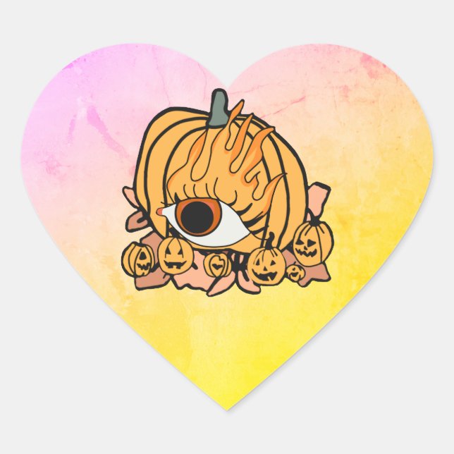 Adesivo Coração O Olho De Pumpkin Retro (Frente)