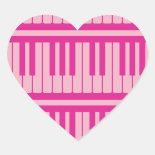 Adesivo Coração O piano fecha o teste padrão magenta cor-de-rosa