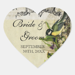 Adesivo Coração O presente do favor sela a gaiola de pássaro