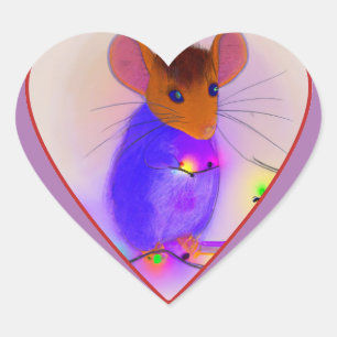 Adesivo Coração O rato pendurado de Natal ilumina um desenho anima