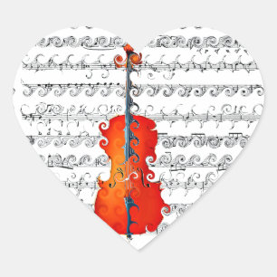 Adesivo Coração O violoncelo & eu balançamos! _