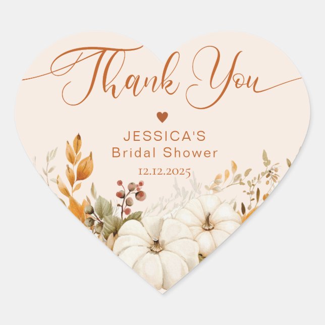 Adesivo Coração Obrigada pelo chá de noiva para se apaixonar (Frente)